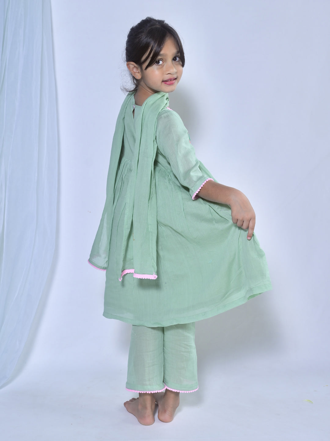 Green Angrakha Tunic Set