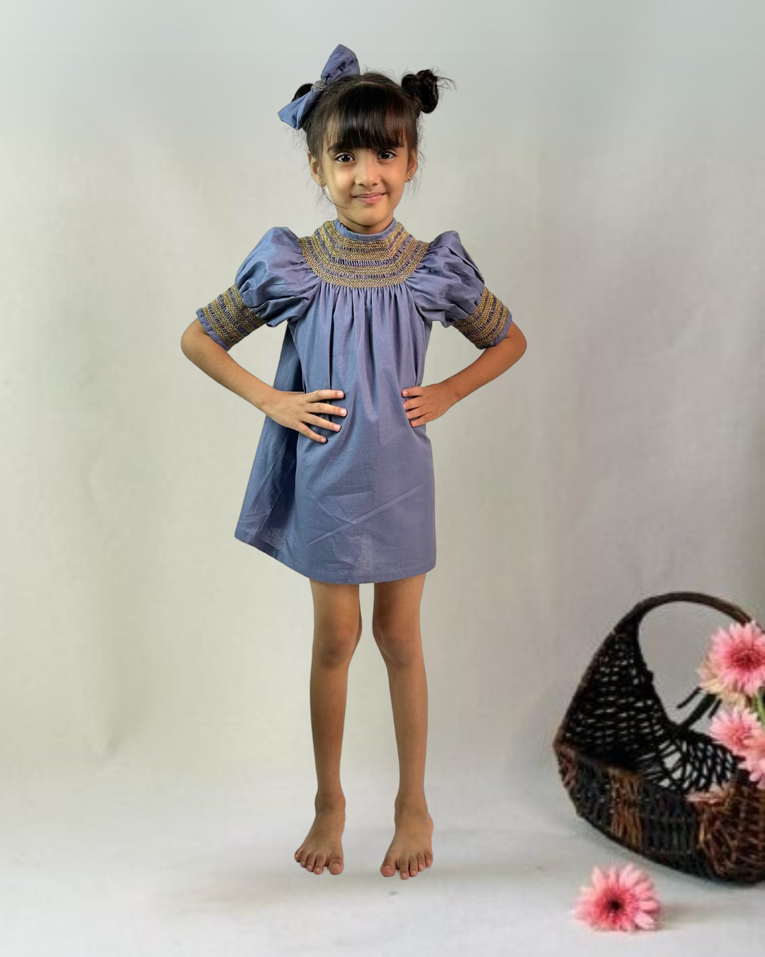 Indigo Smocked Dress