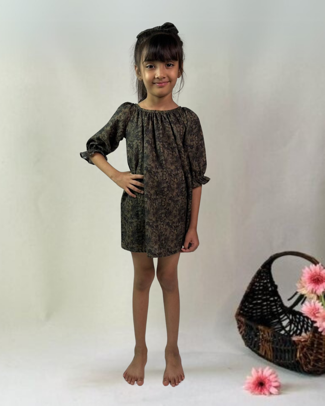 Seaweed Green Ditsy Floral Dress