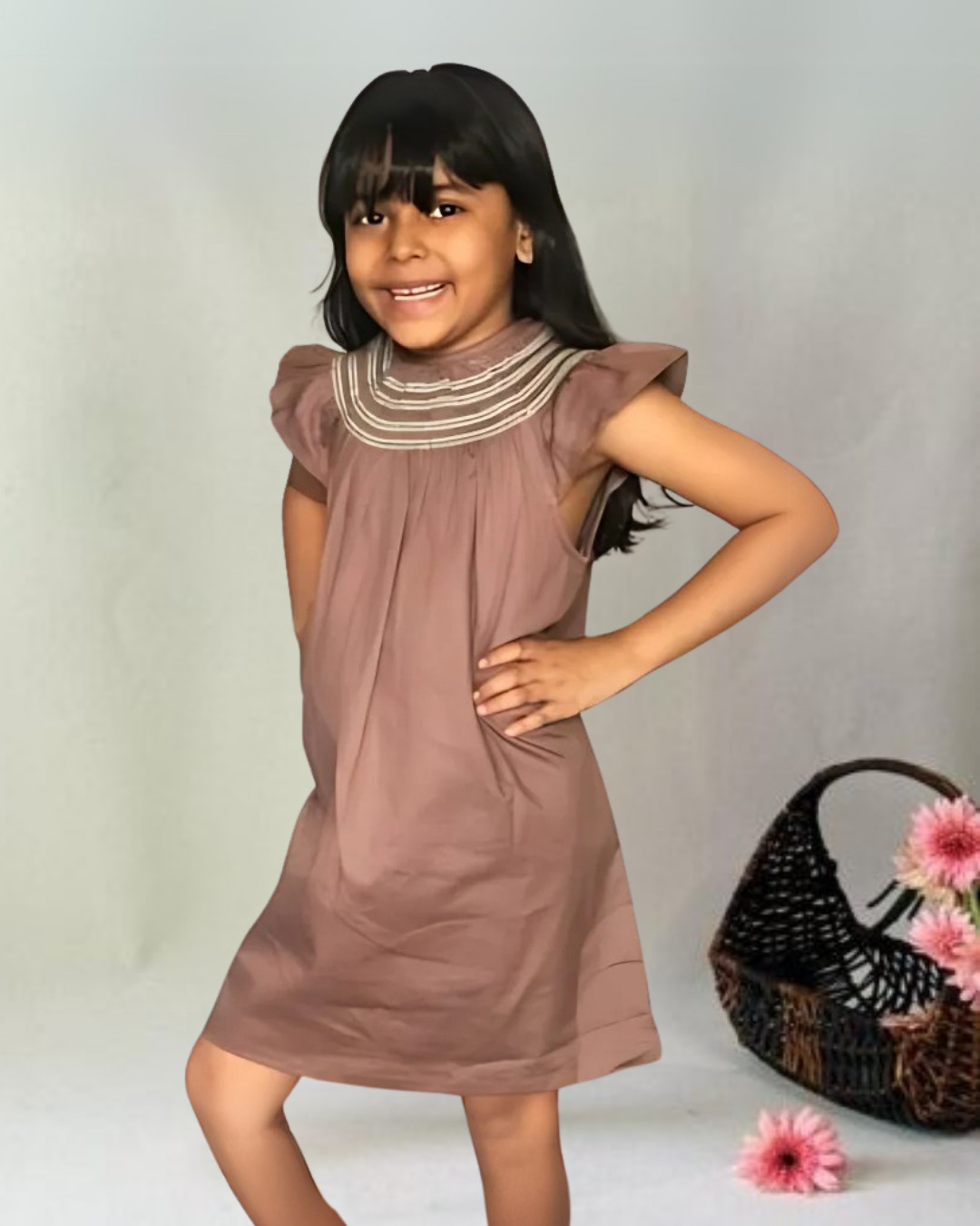 Brown Smocking Dress