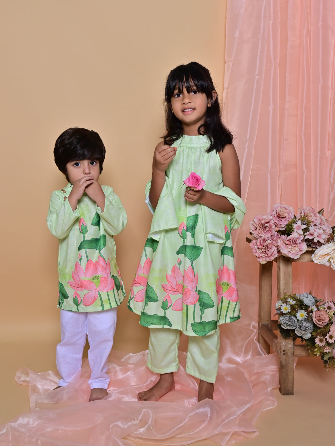 Green Lotus Kurta Set