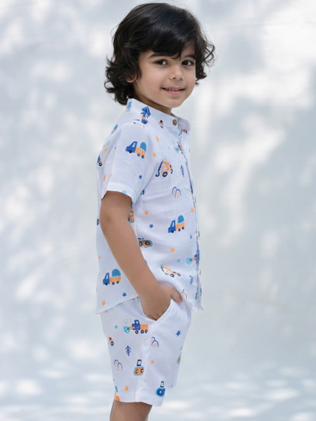 Vehicle Printed Shirt & Shorts Set