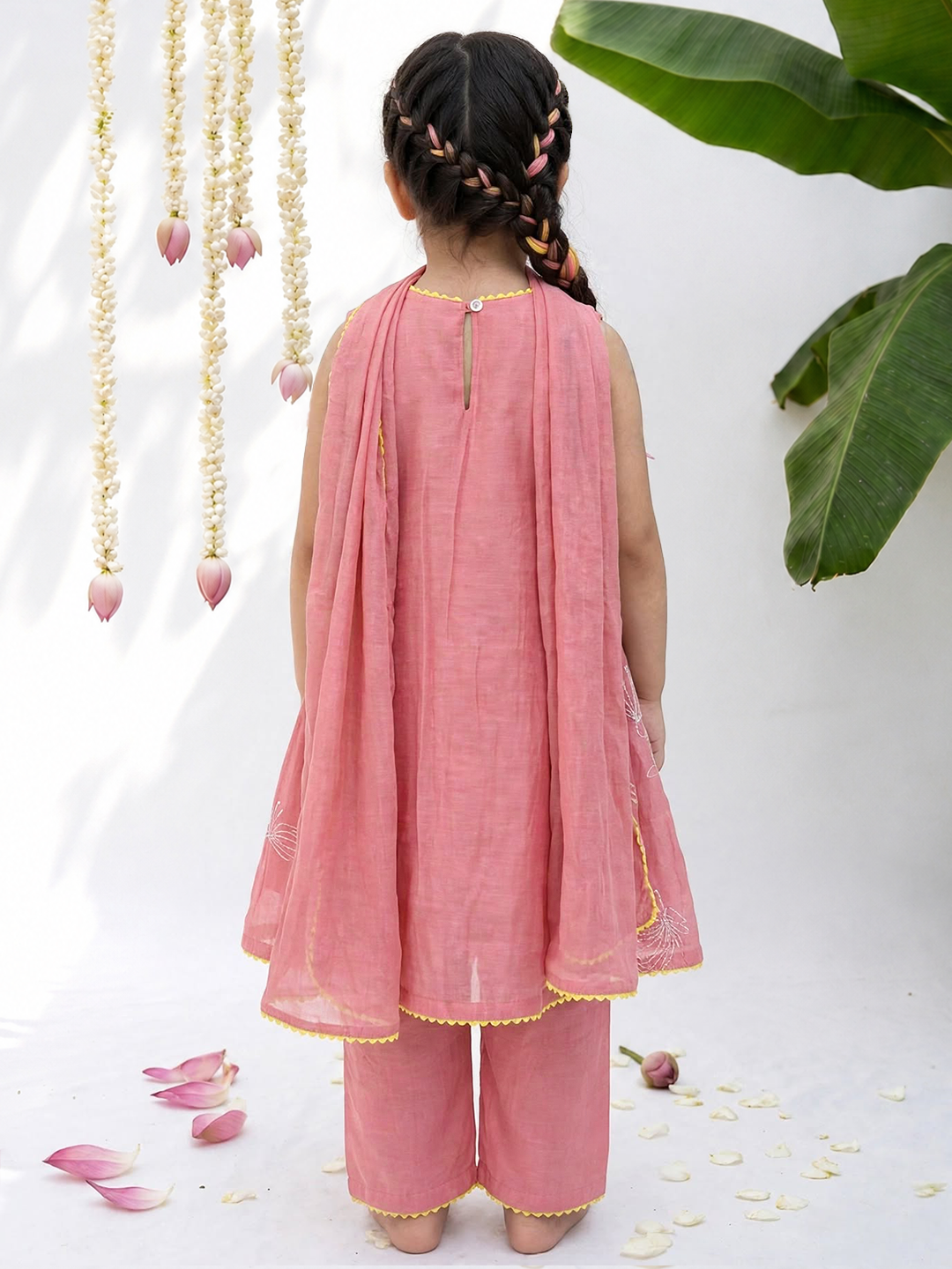 Peach Embroidered Tunic Set