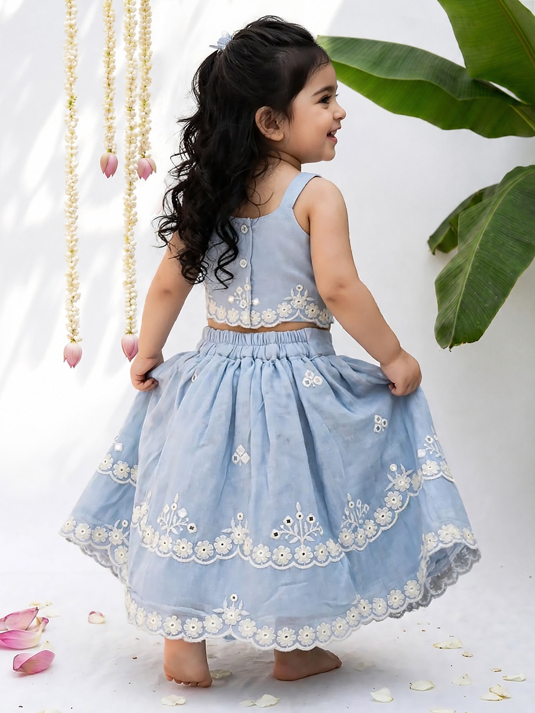 Ice Blue Lucknowi Lehenga Set