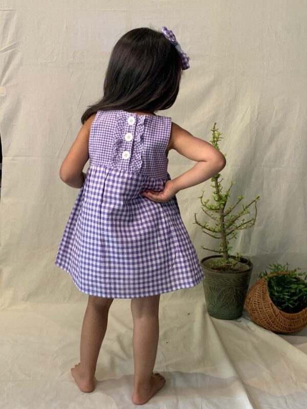 Purple Checkered Cotton Dress
