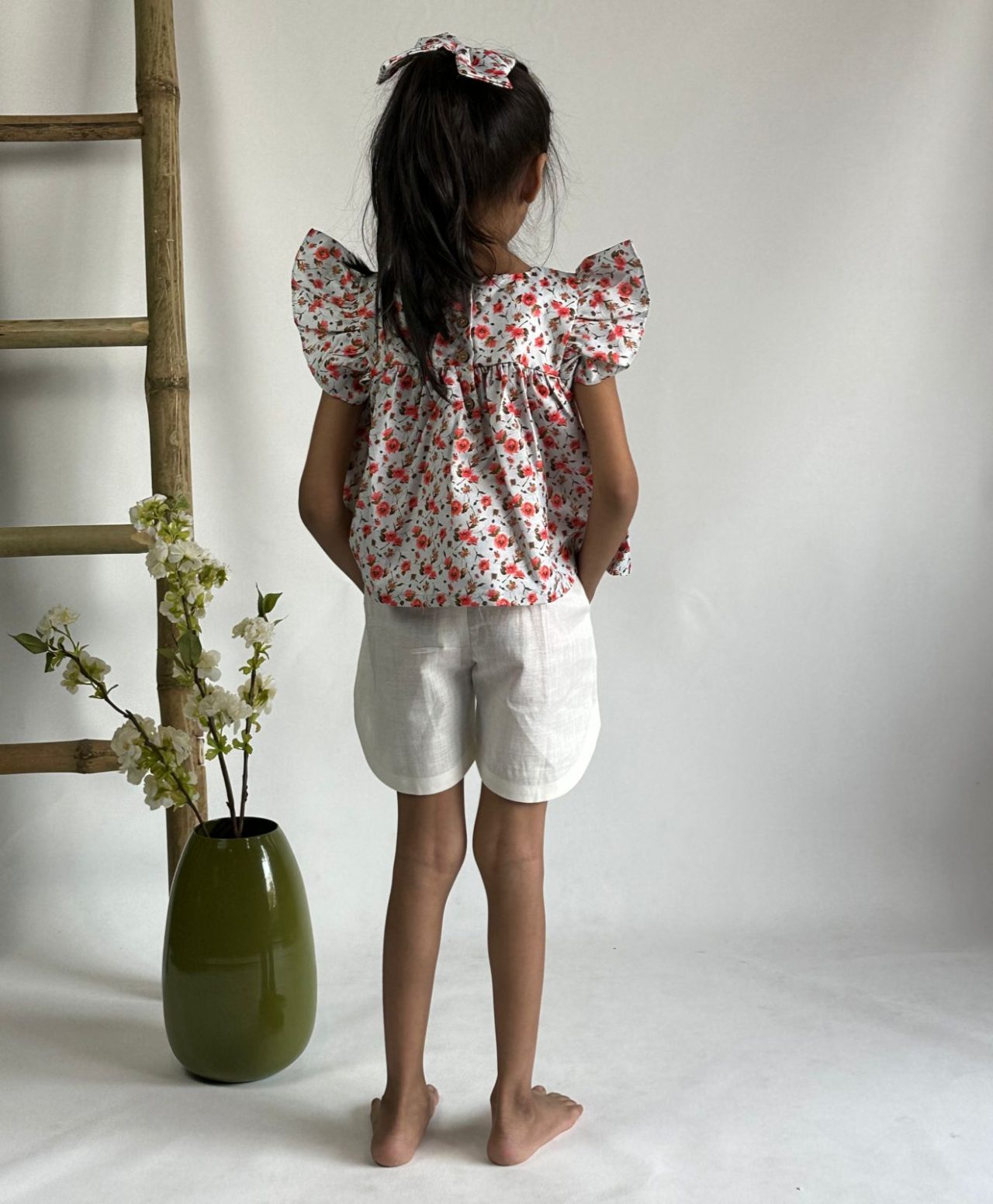 Floral Ruffle Top With Shorts