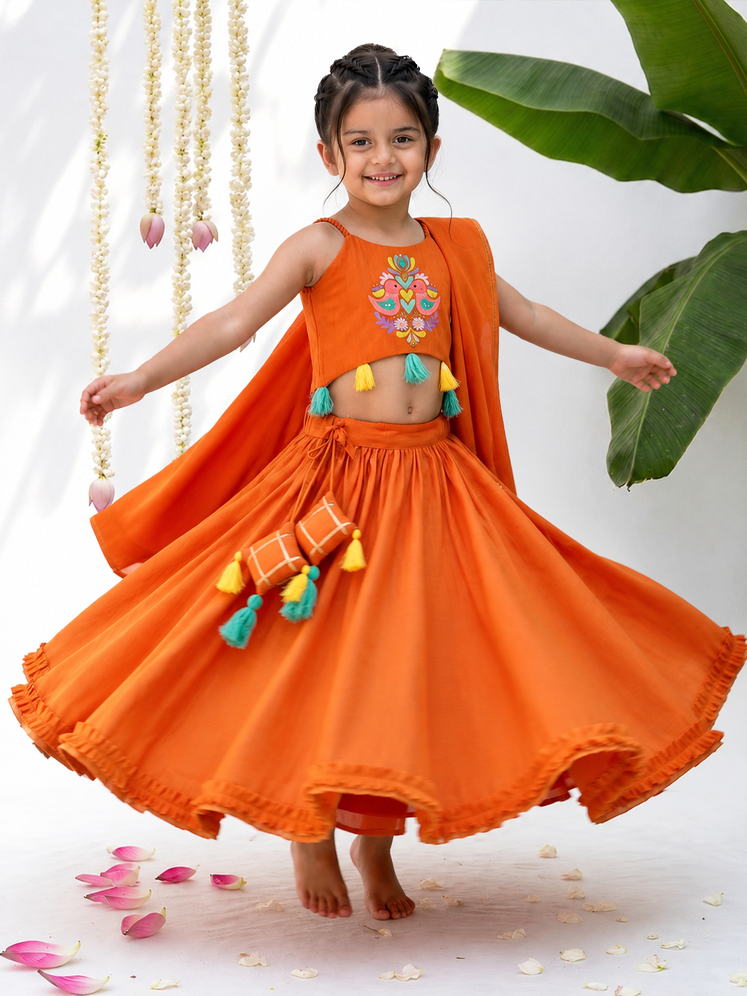 Narangi Gher Lehenga Set