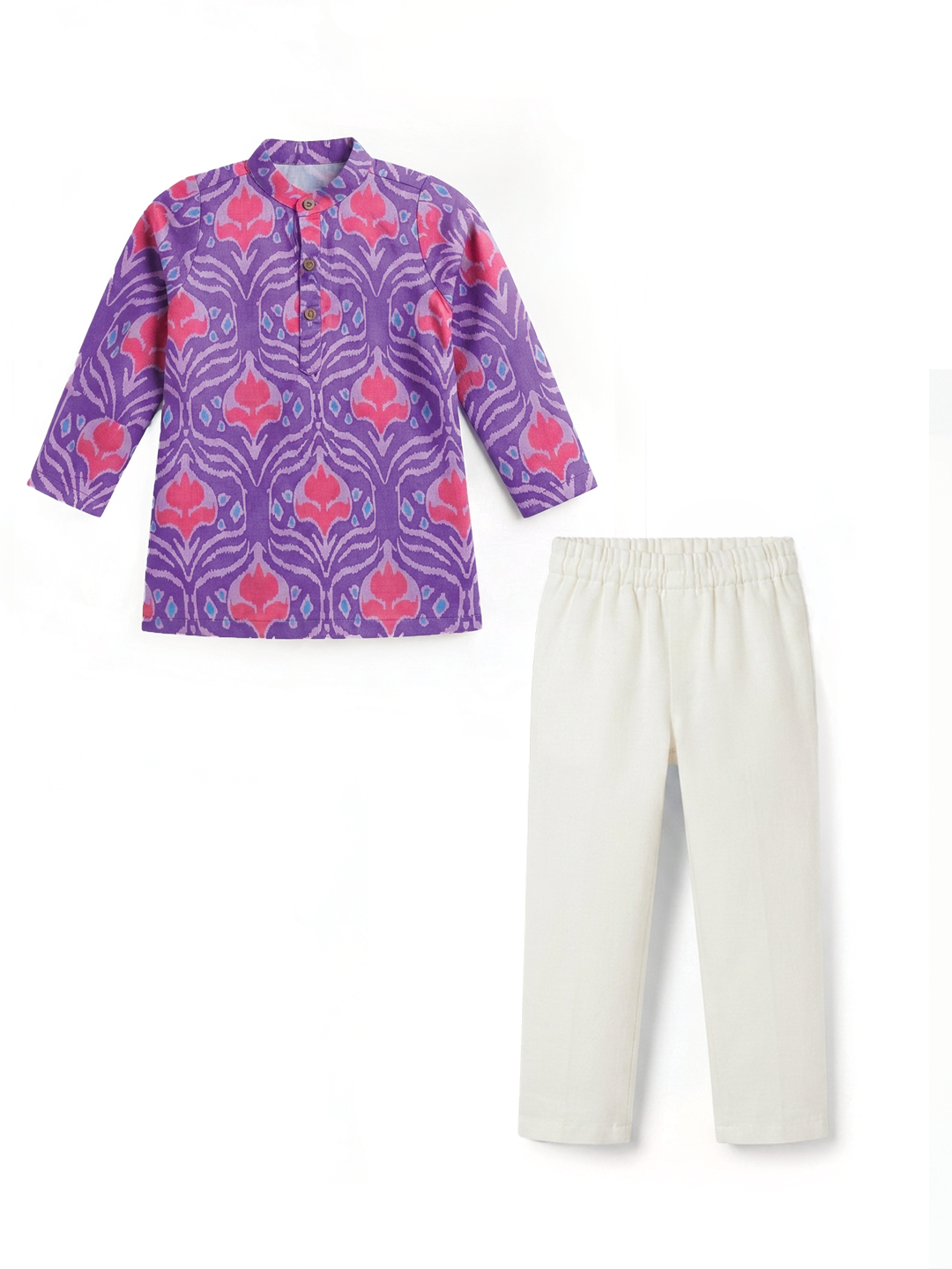 Purpel Ikat Printed Kurta And Pajama Set