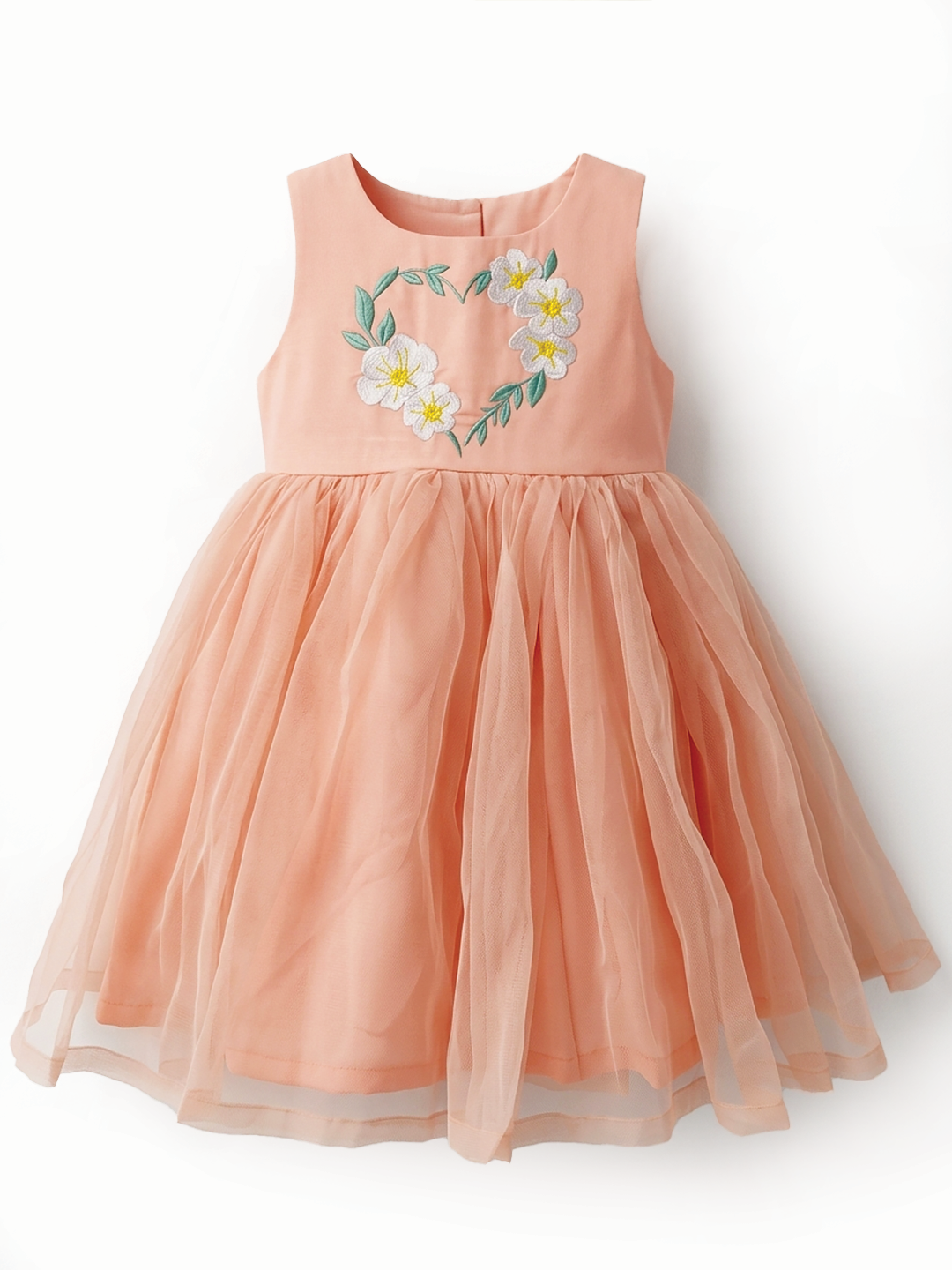Girls Peach Organza Frock