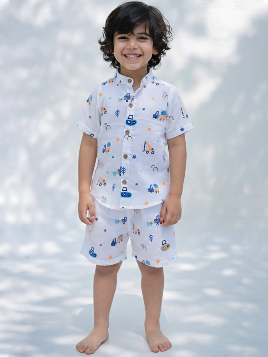 Vehicle Printed Shirt & Shorts Set
