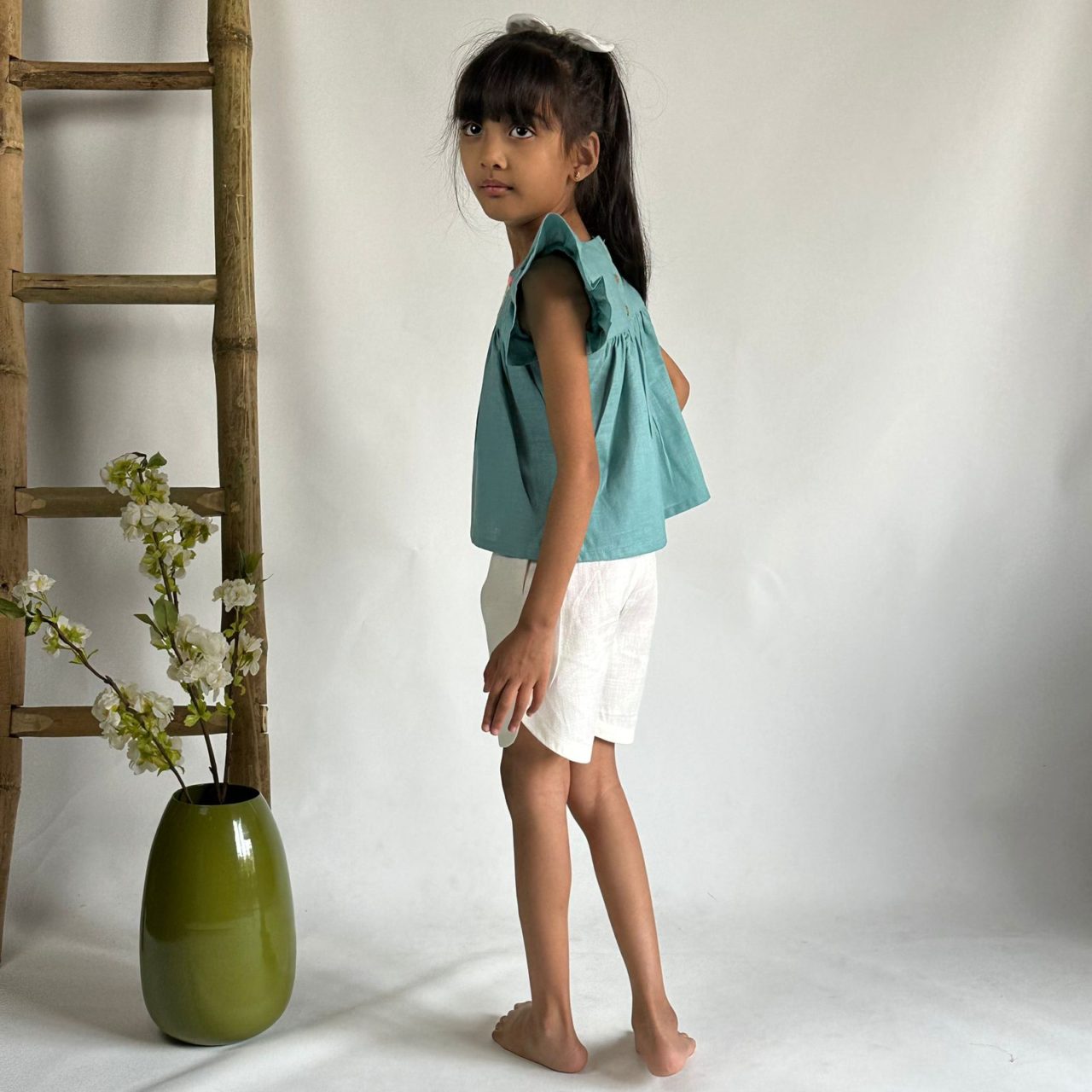 Teal Blue Floral Shorts