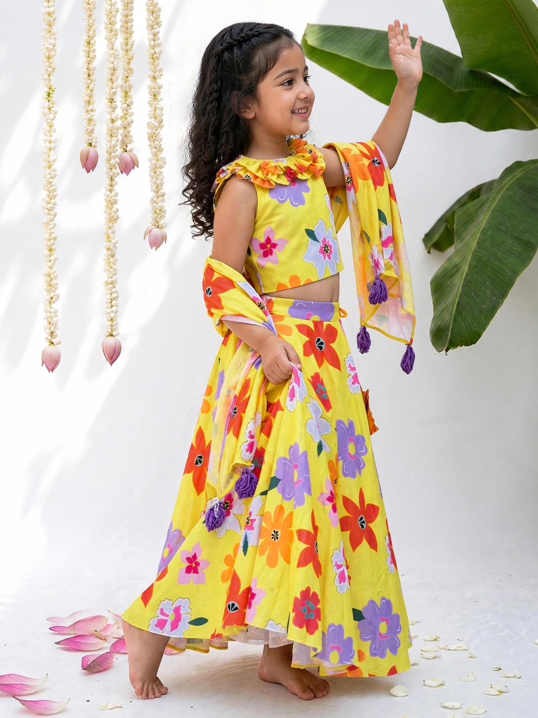 Yellow Lemon Squeeze Printed Lehenga