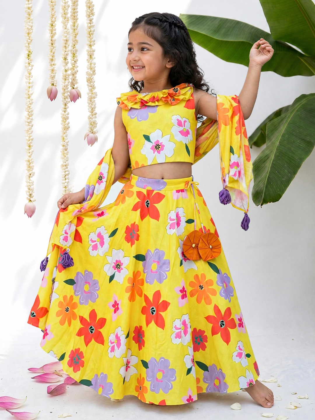 Yellow Lemon Squeeze Printed Lehenga