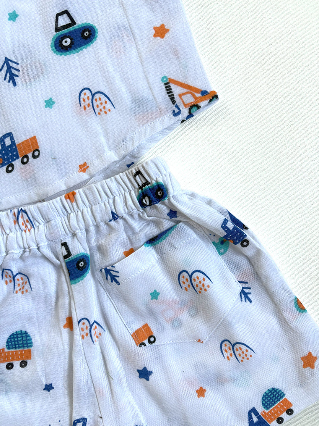 Adorable Vehicle Printed Cotton Co-ord Set for Baby Boys