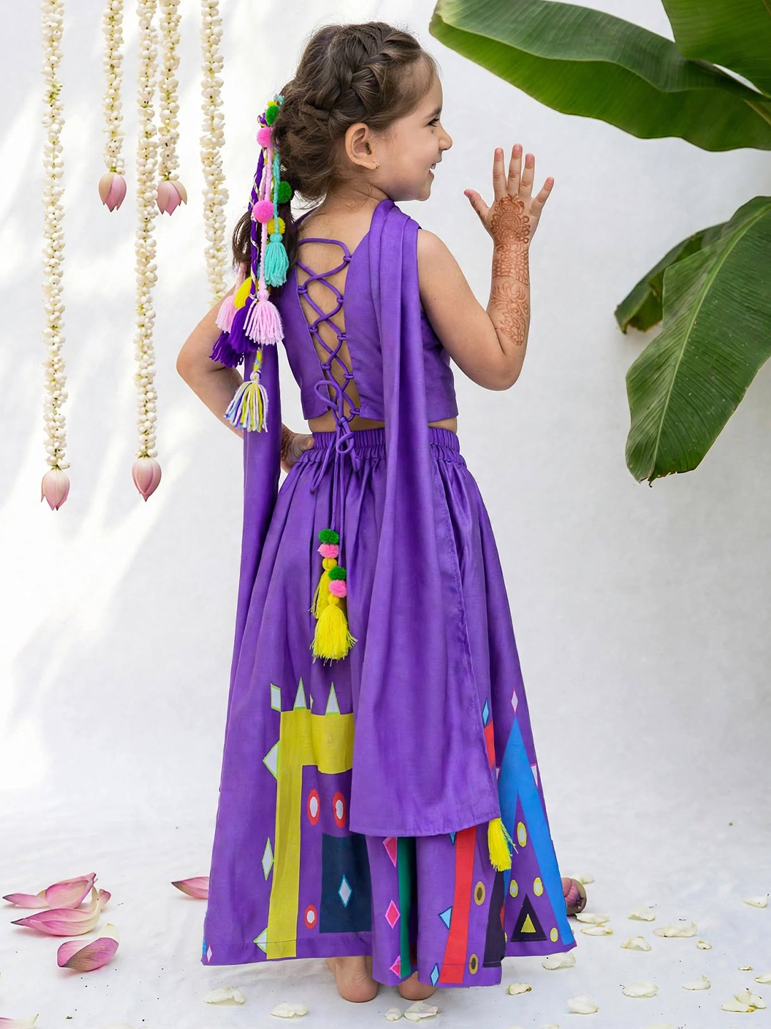 Girls Purple Festive Lehenga Set