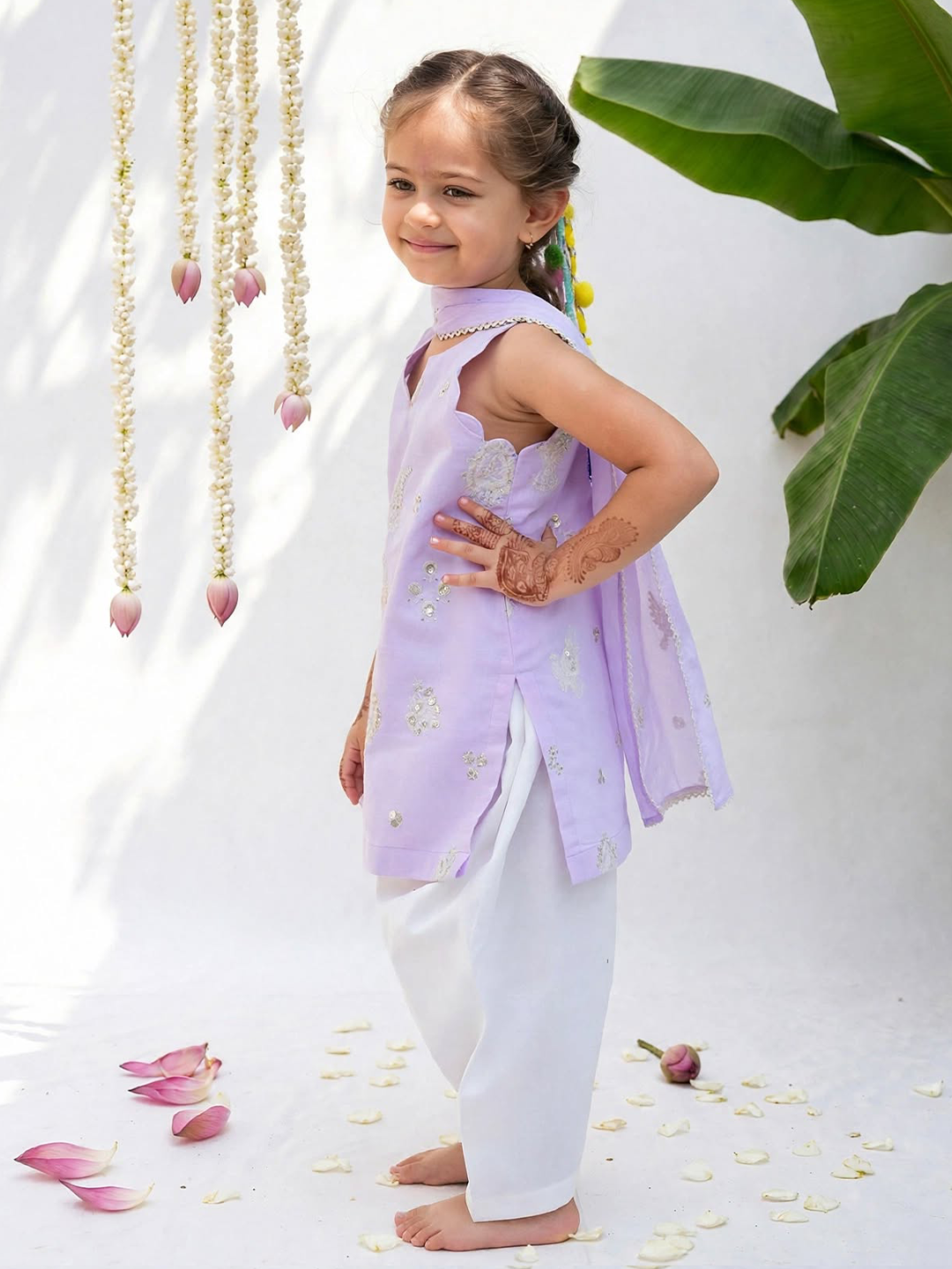 Lavender Lucknowi Dhoti Set