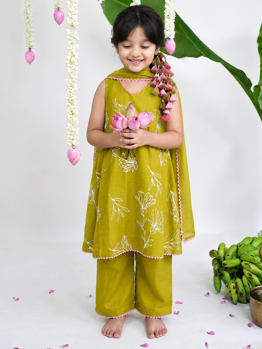 Fresh Green Embroidered Tunic Set