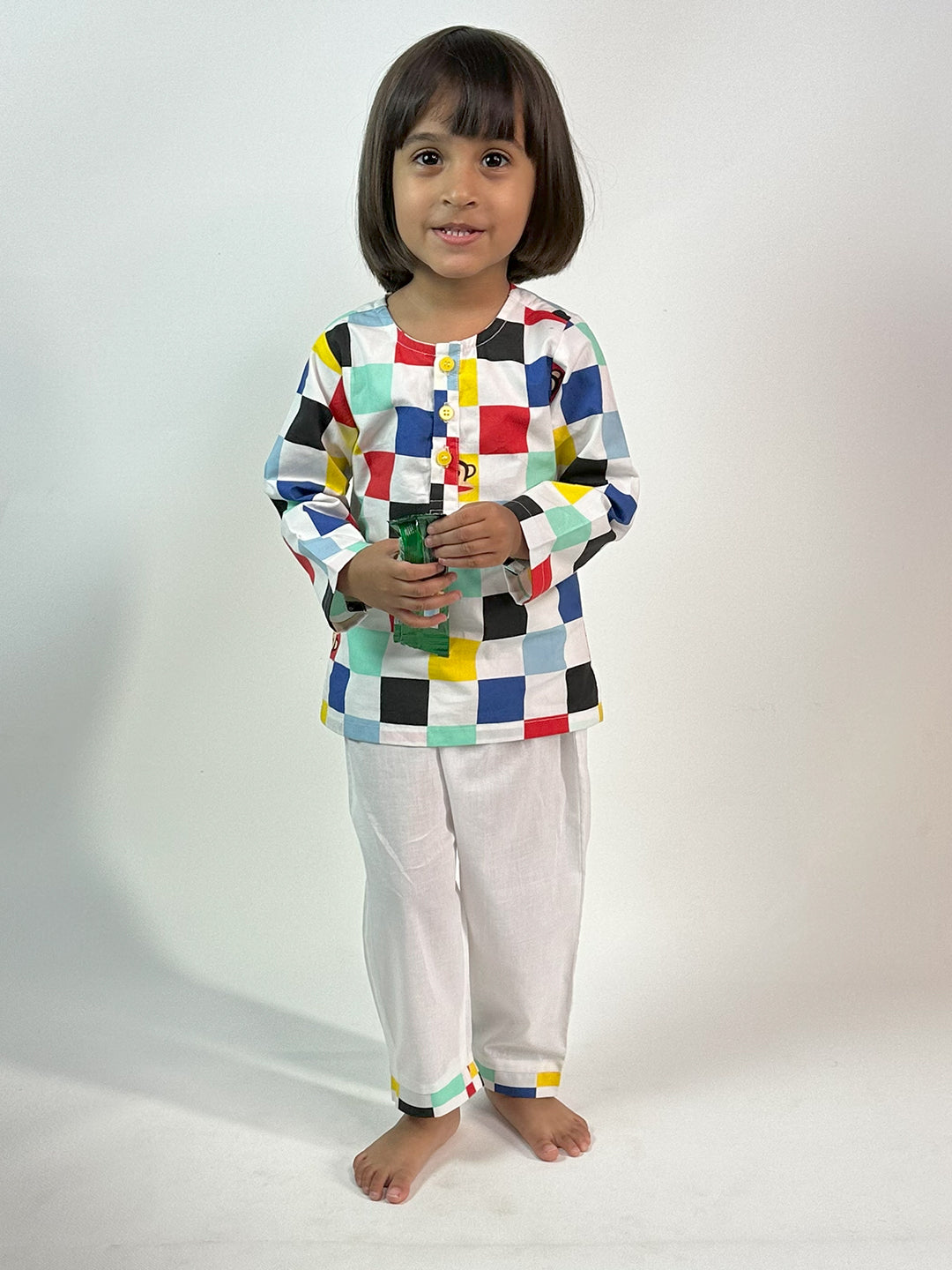 Multi-colored Checkered Night Dress