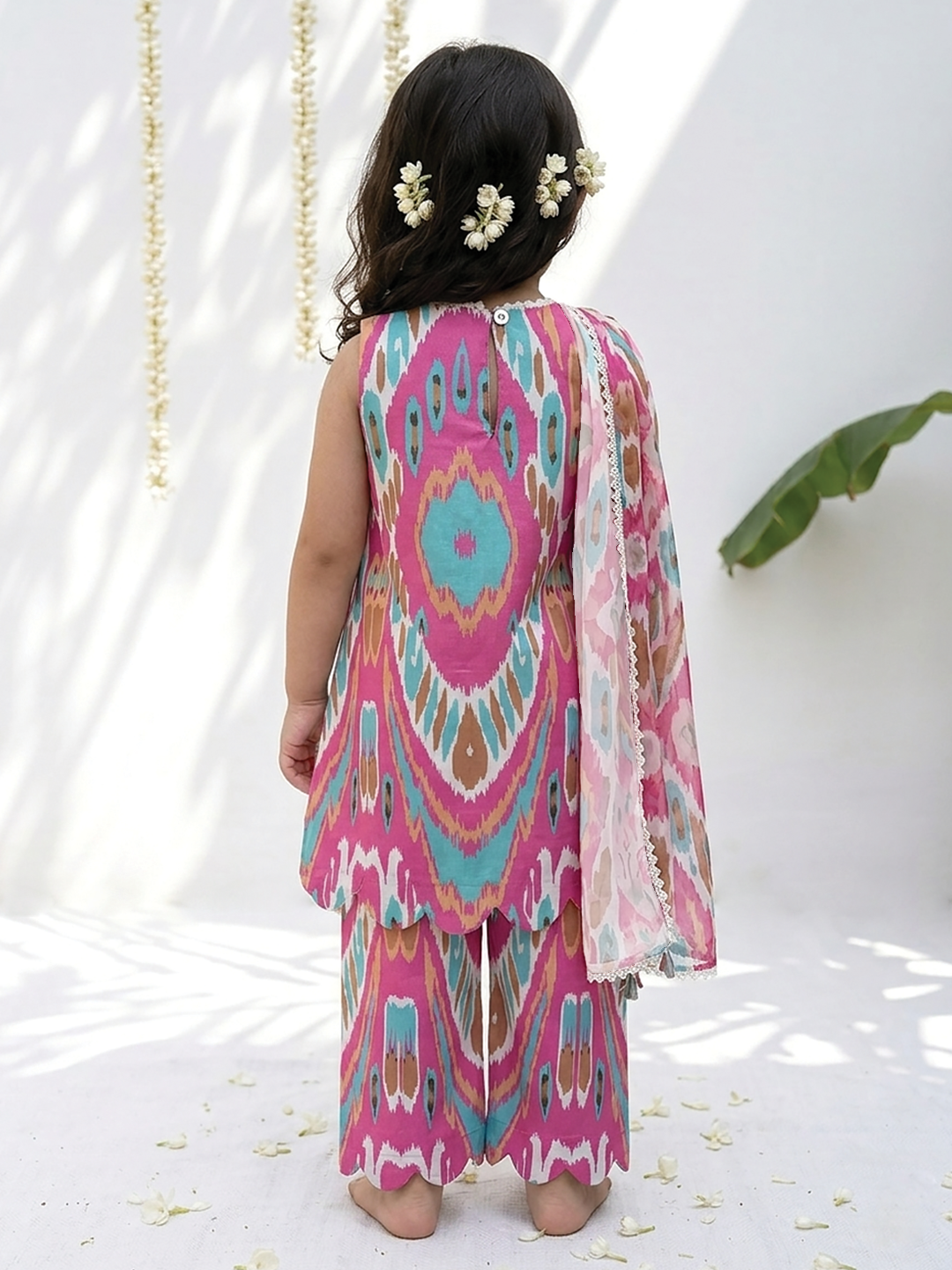 Pink Masala Ikat Printed Tunic Set