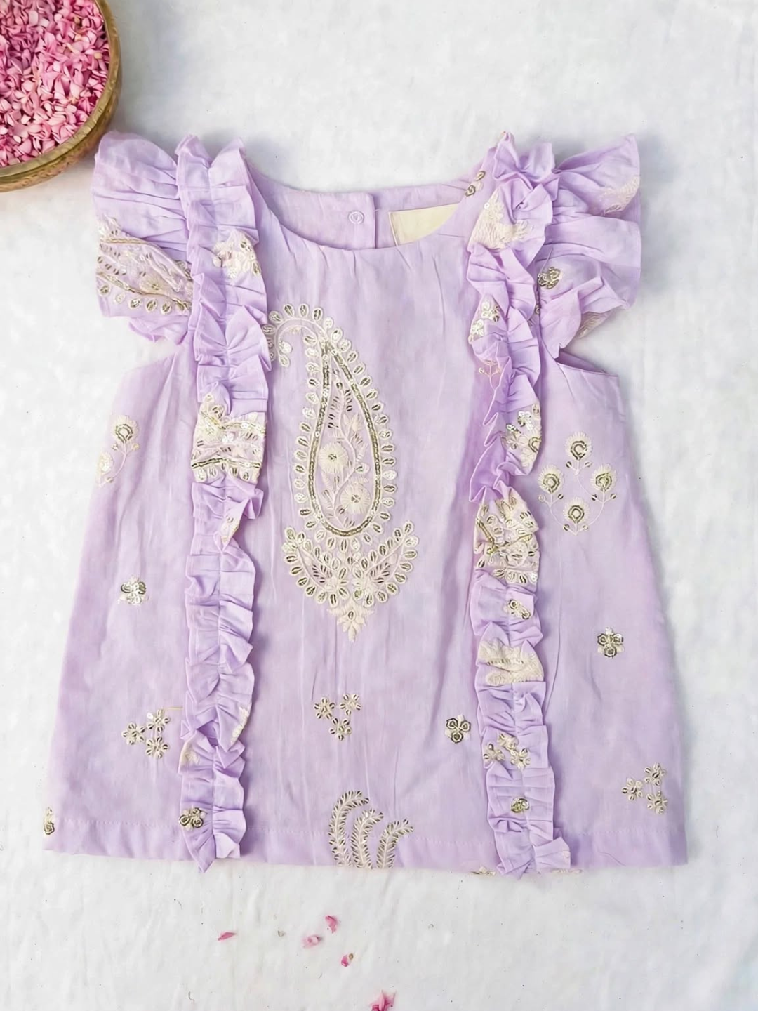 Lavender Chikankari Baby Frock