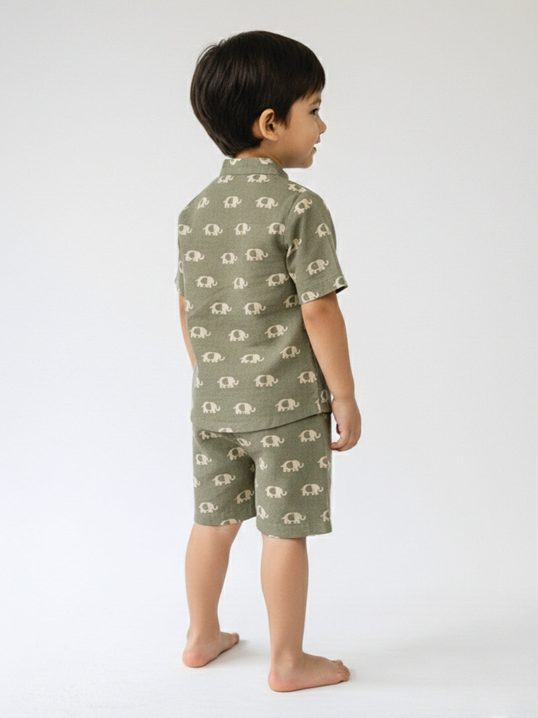 Green Elephant Printed Shirt & Short set
