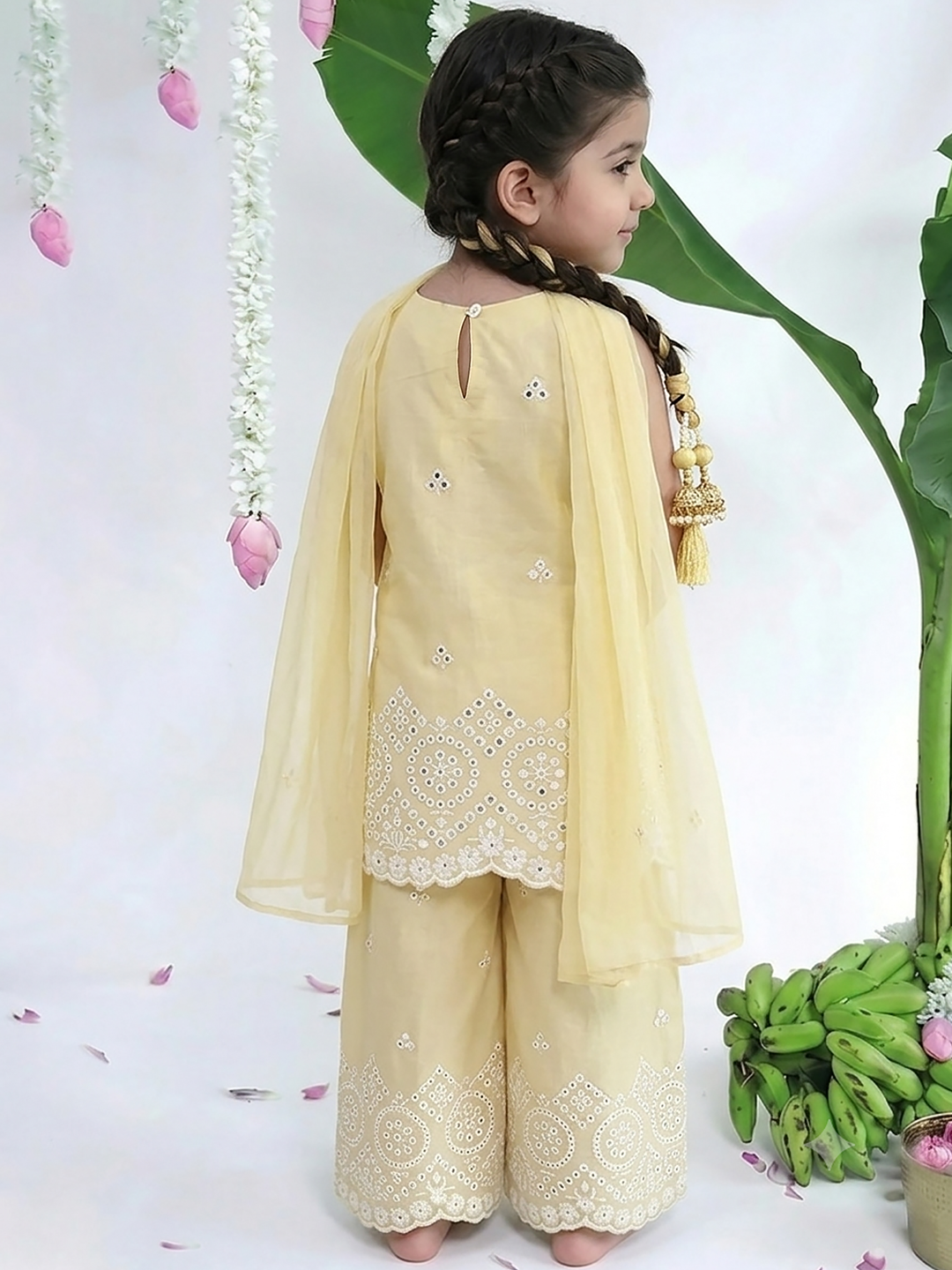 Butter Yellow Lucknowi Tunic set