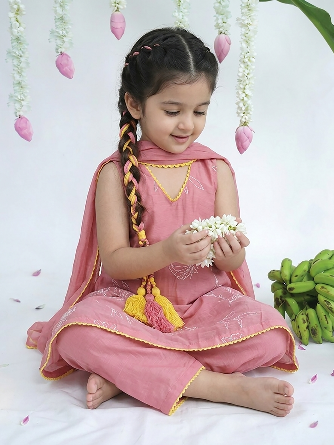Peach Embroidered Tunic Set