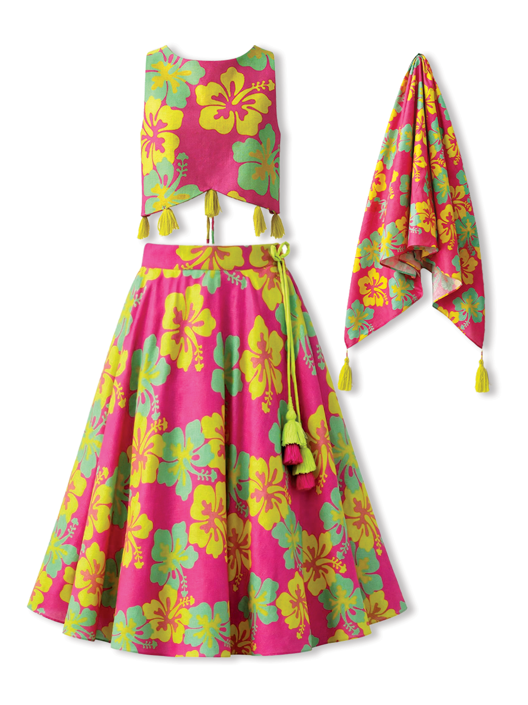 Hibiscus Twirl Girls Festive Lehenga Set