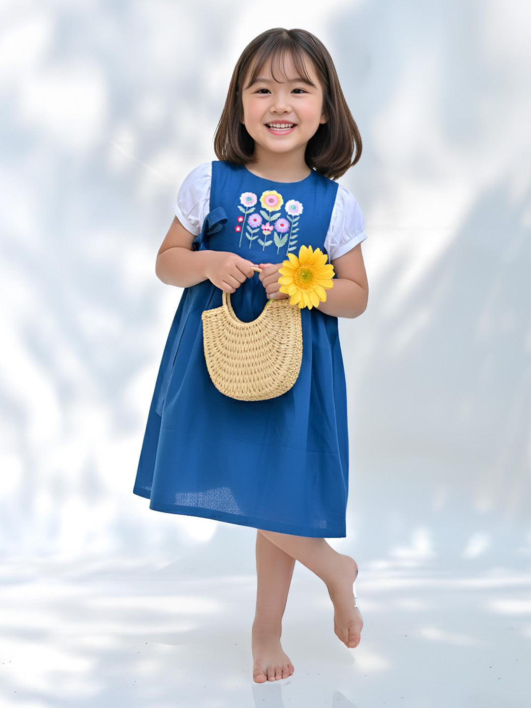 Blue garden jumper dress