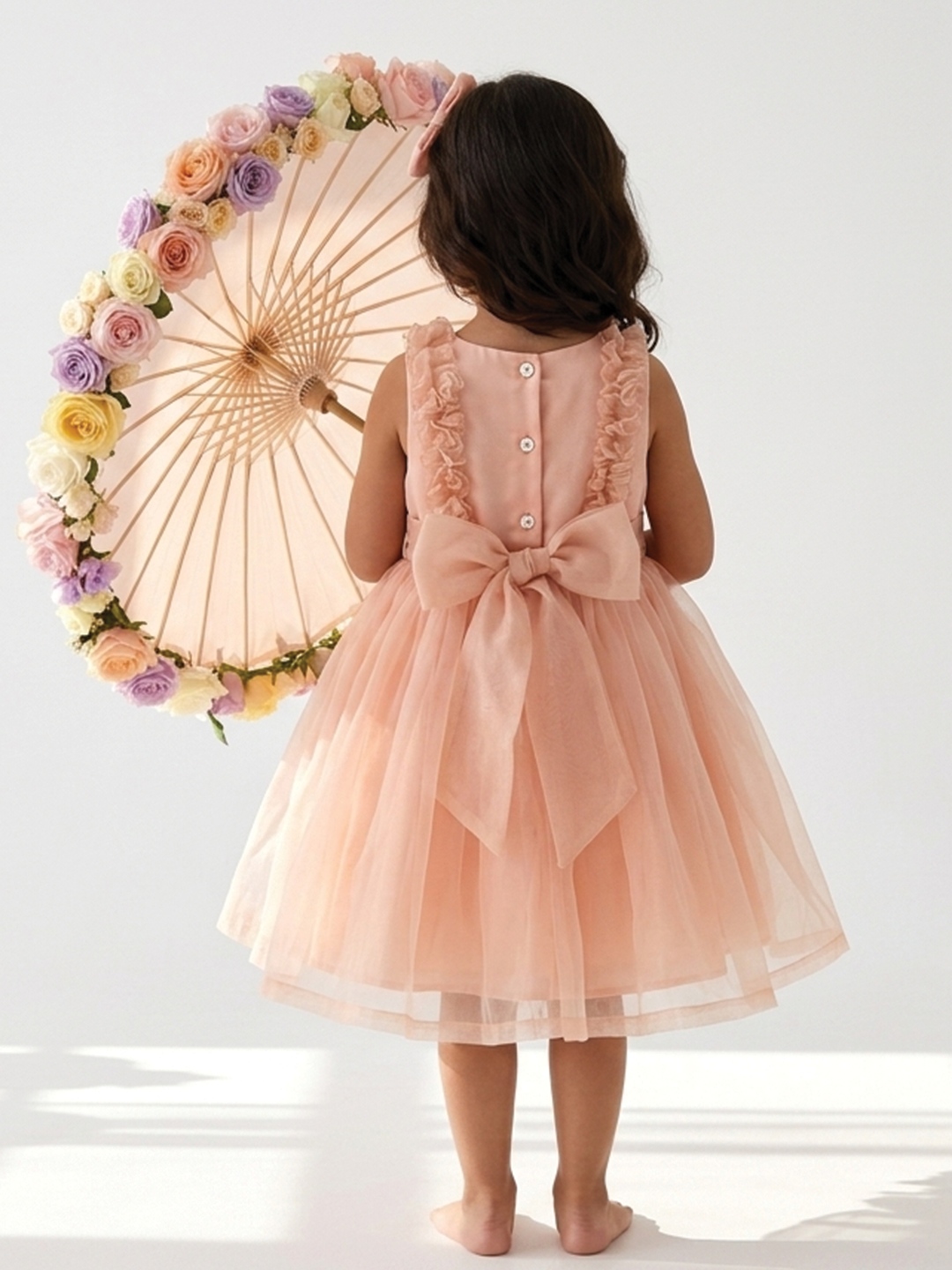 Girls Peach Organza Frock