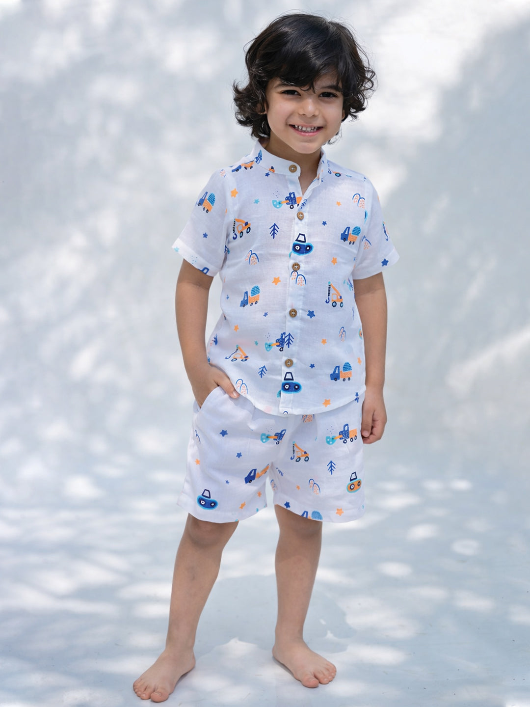Vehicle Printed Shirt & Shorts Set