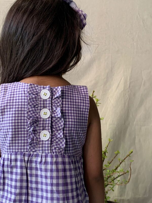 Purple Checkered Cotton Dress