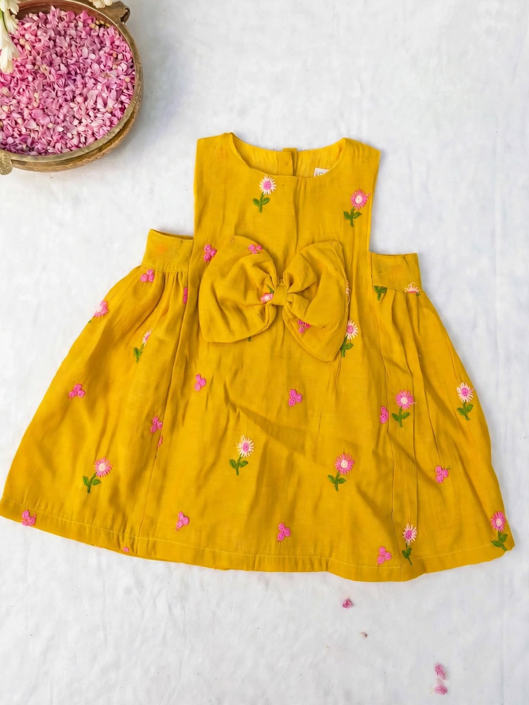 Mustard Yellow Chanderi Baby Frock
