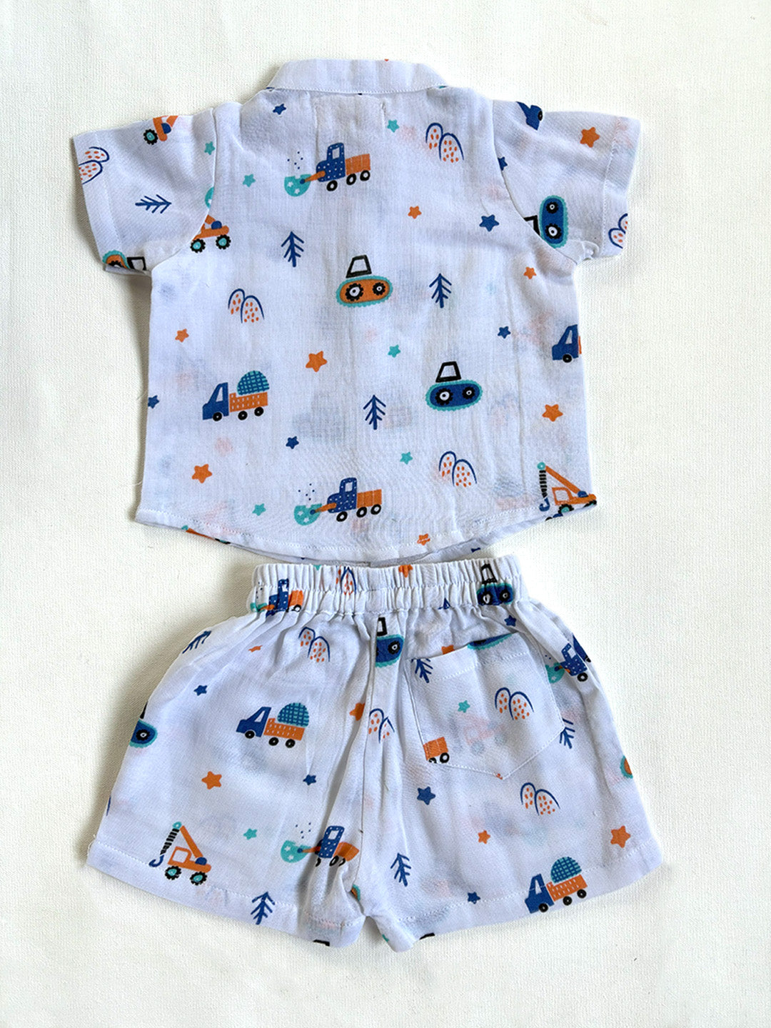 Adorable Vehicle Printed Cotton Co-ord Set for Baby Boys