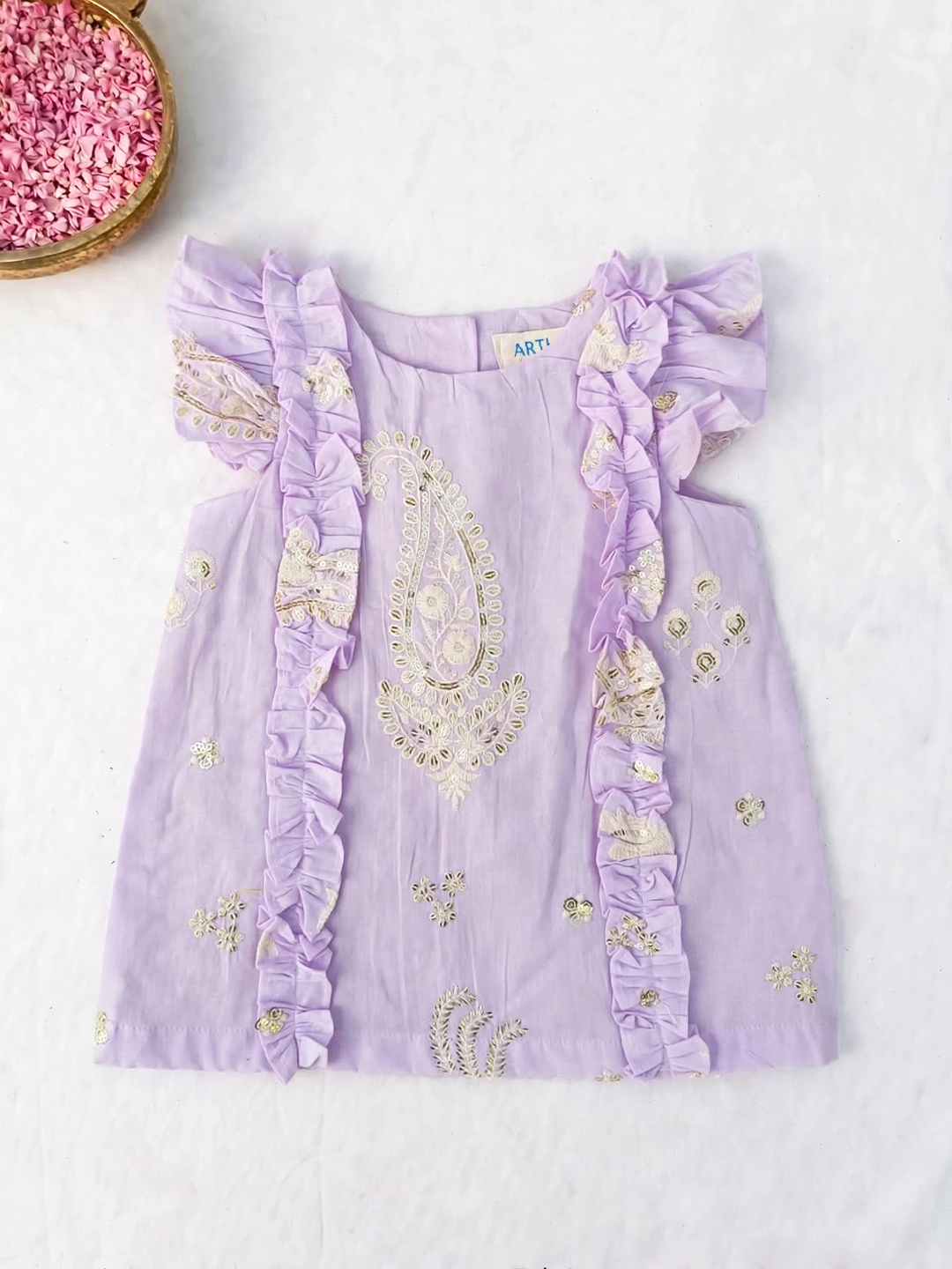 Lavender Chikankari Baby Frock