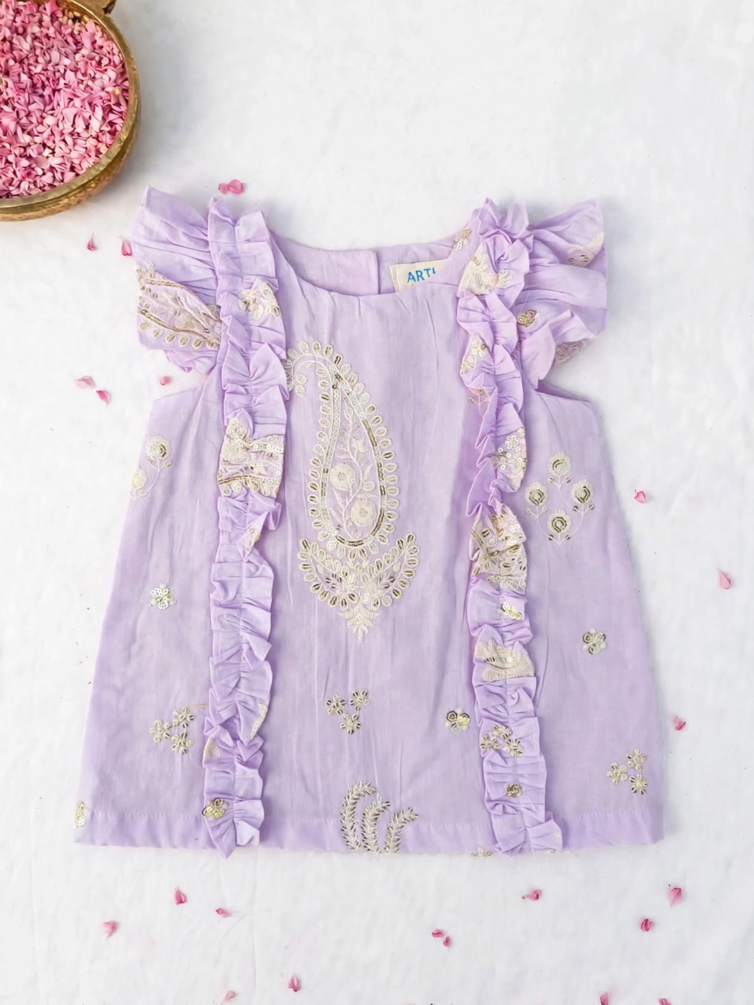 Lavender Chikankari Baby Frock