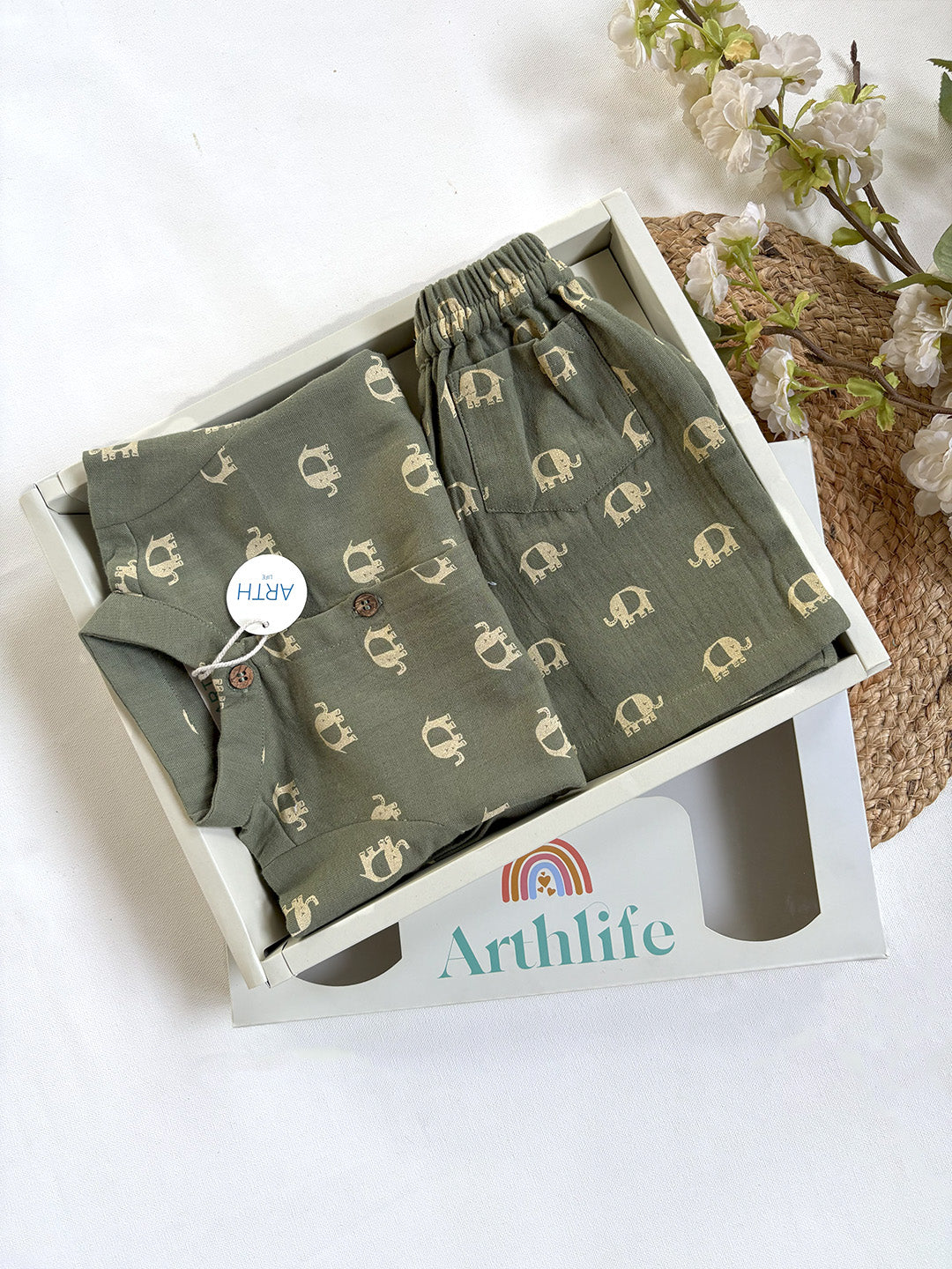 Adorable Green Cotton Co-ord Set for Baby Boys