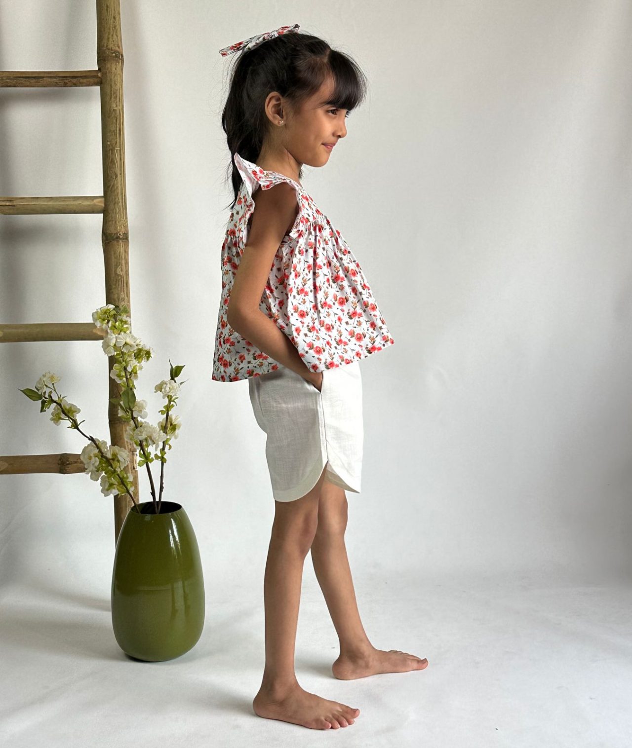 Floral Ruffle Top With Shorts
