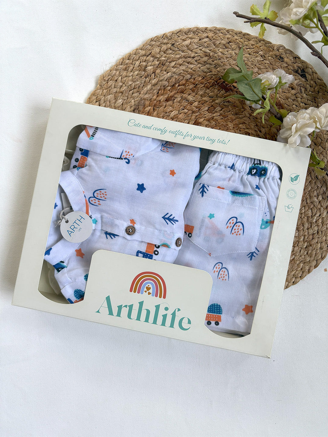 Adorable Vehicle Printed Cotton Co-ord Set for Baby Boys