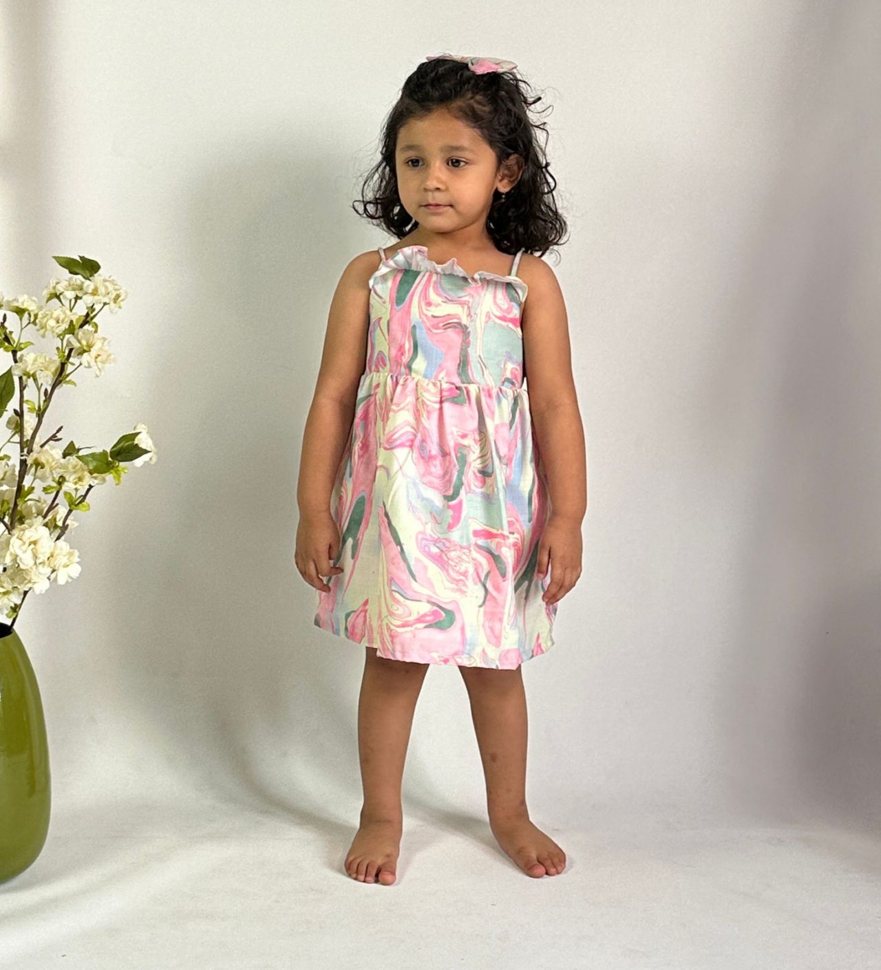 Pink Ruffle Spaghetti Dress