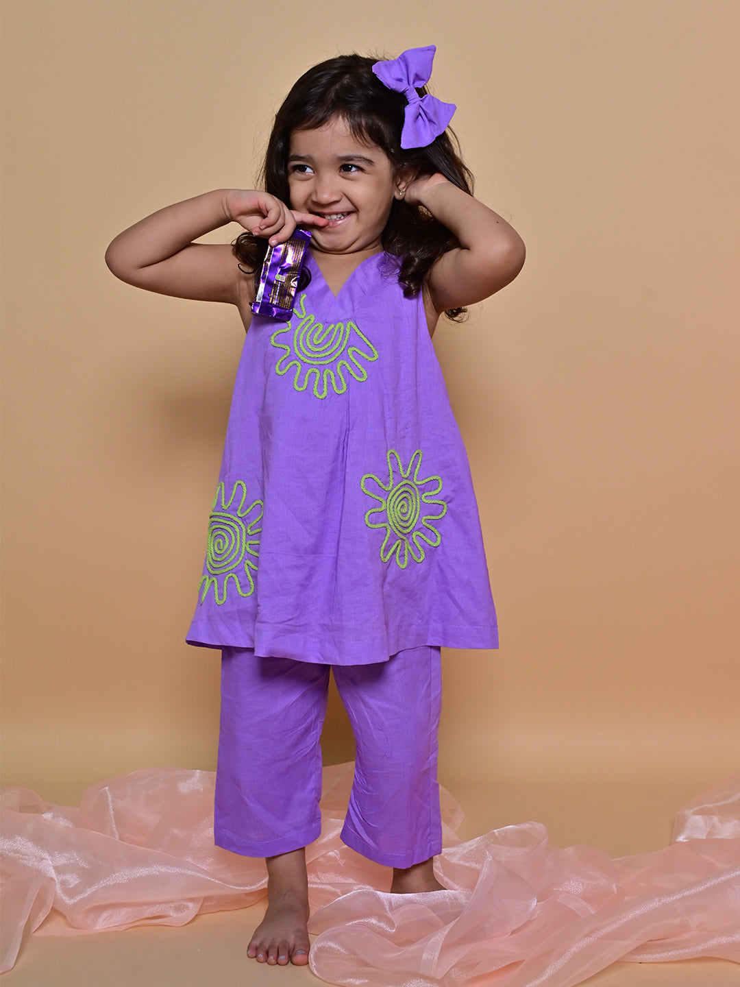 Purple Bloom Tunic Set