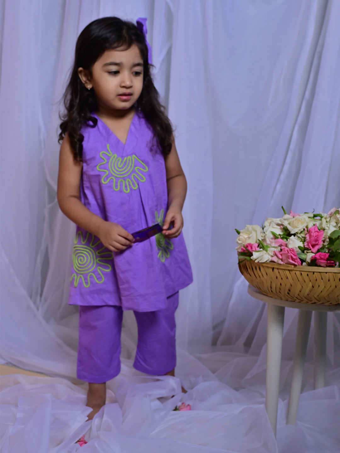 Purple Bloom Tunic Set