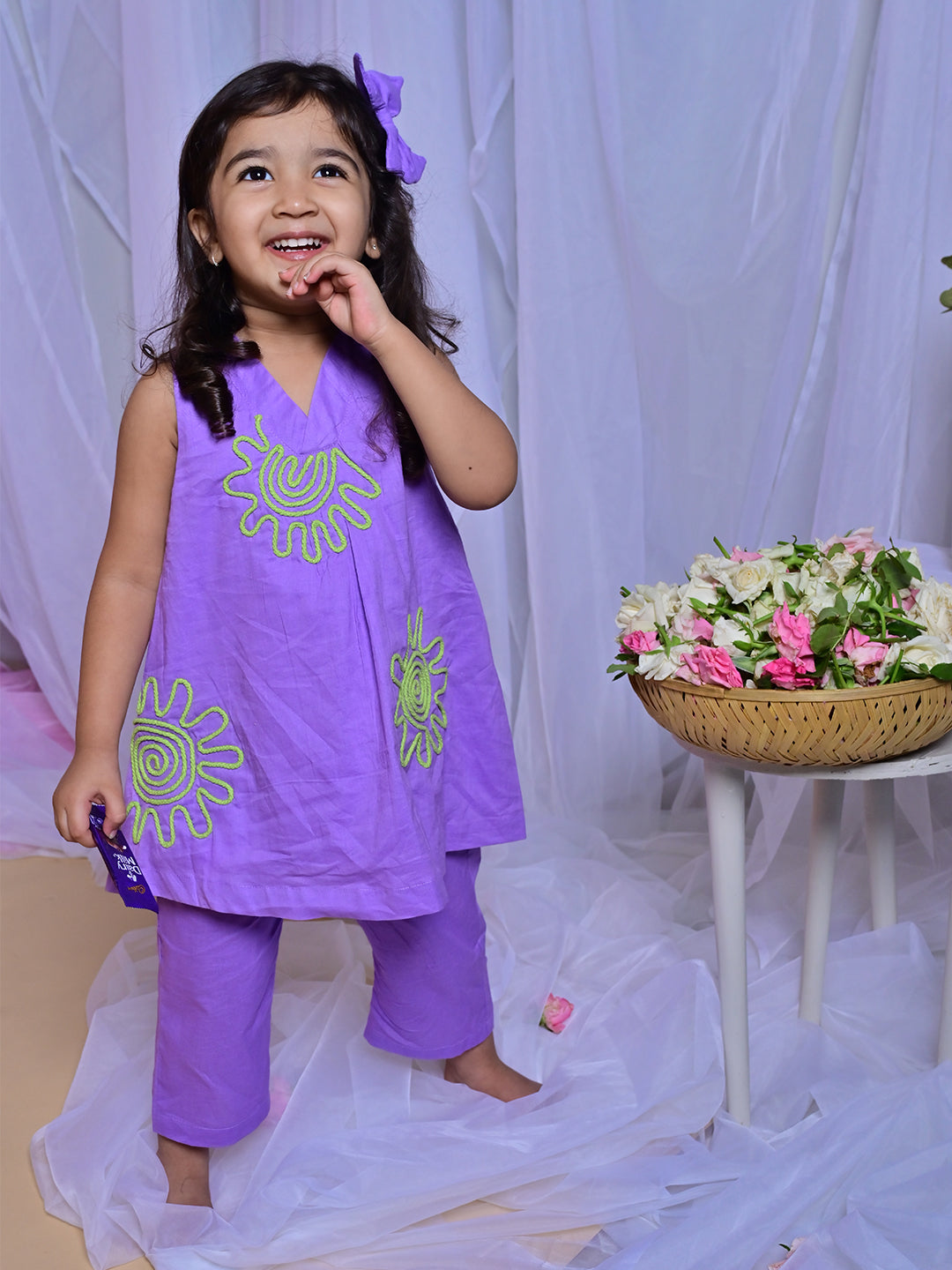 Purple Bloom Tunic Set