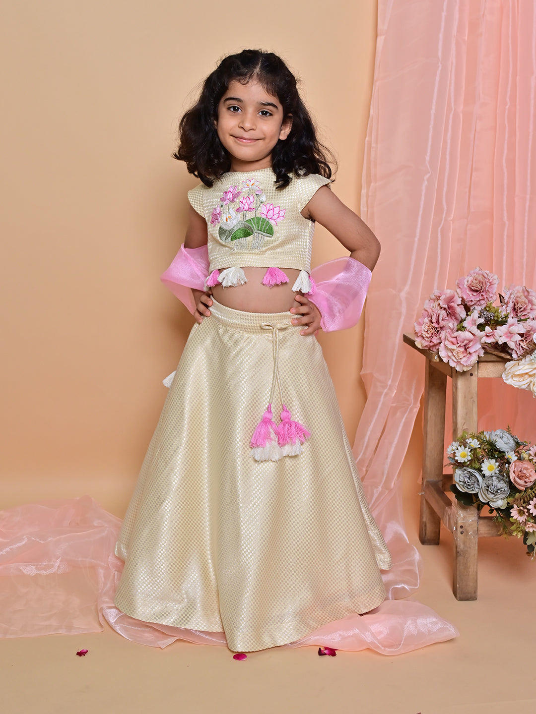 Cream Lotus Lehenga
