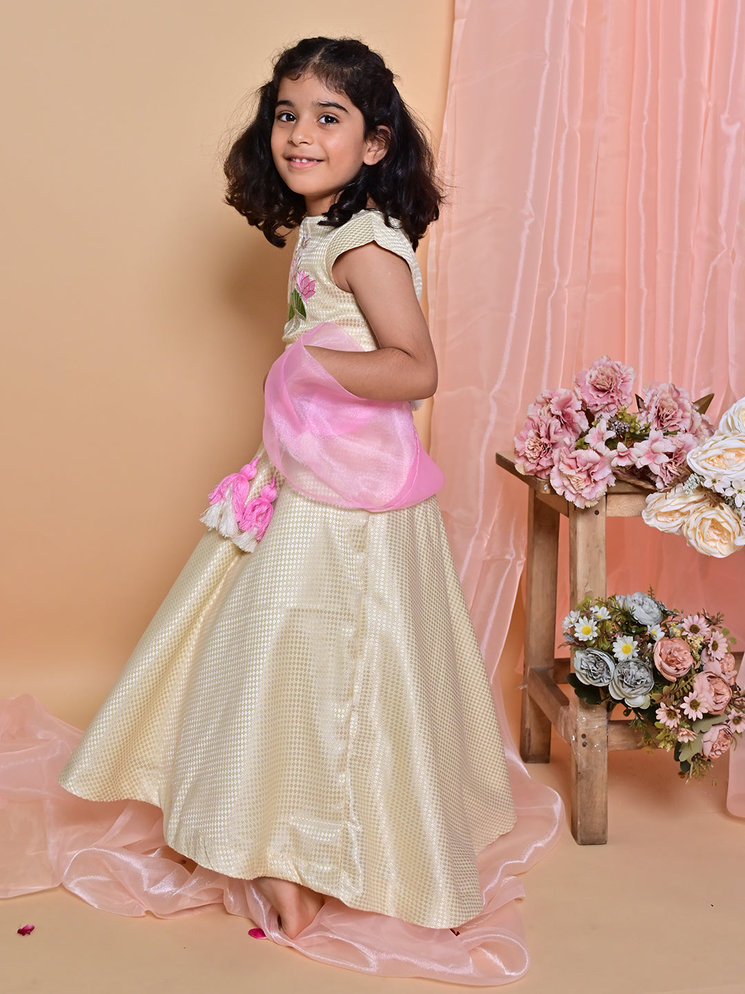 Cream Lotus Lehenga
