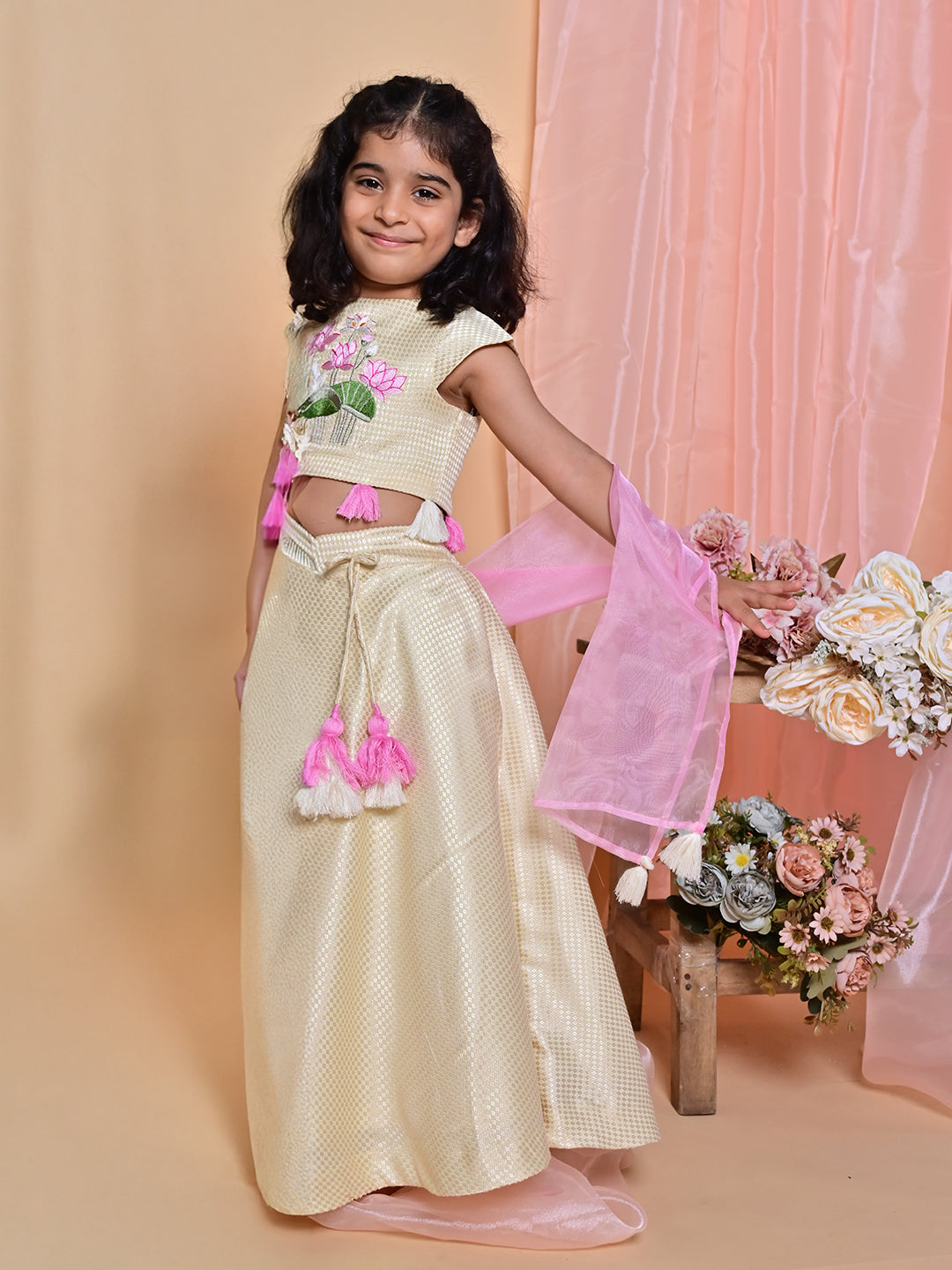 Cream Lotus Lehenga