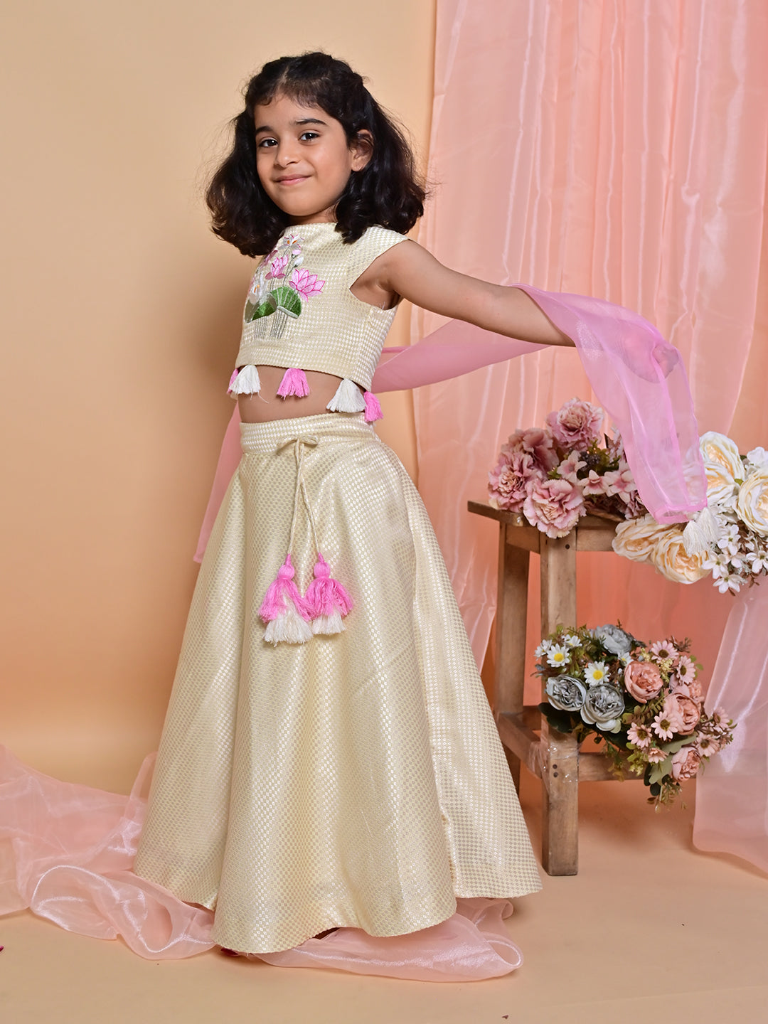 Cream Lotus Lehenga