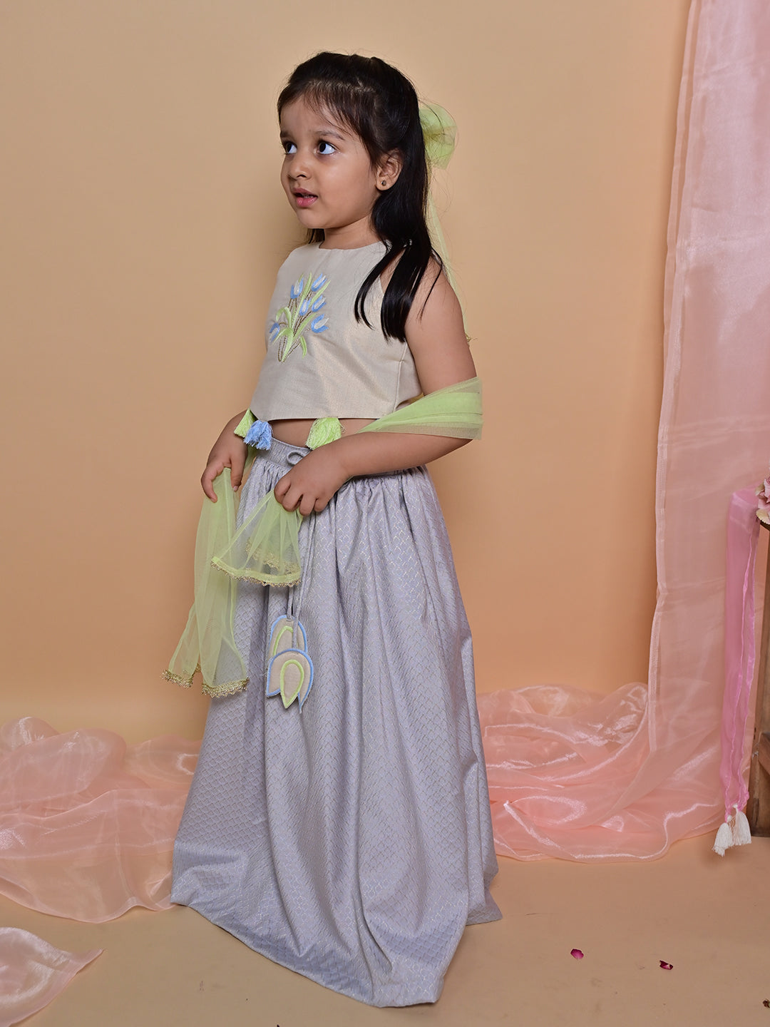 Grey Tulip Lehenga