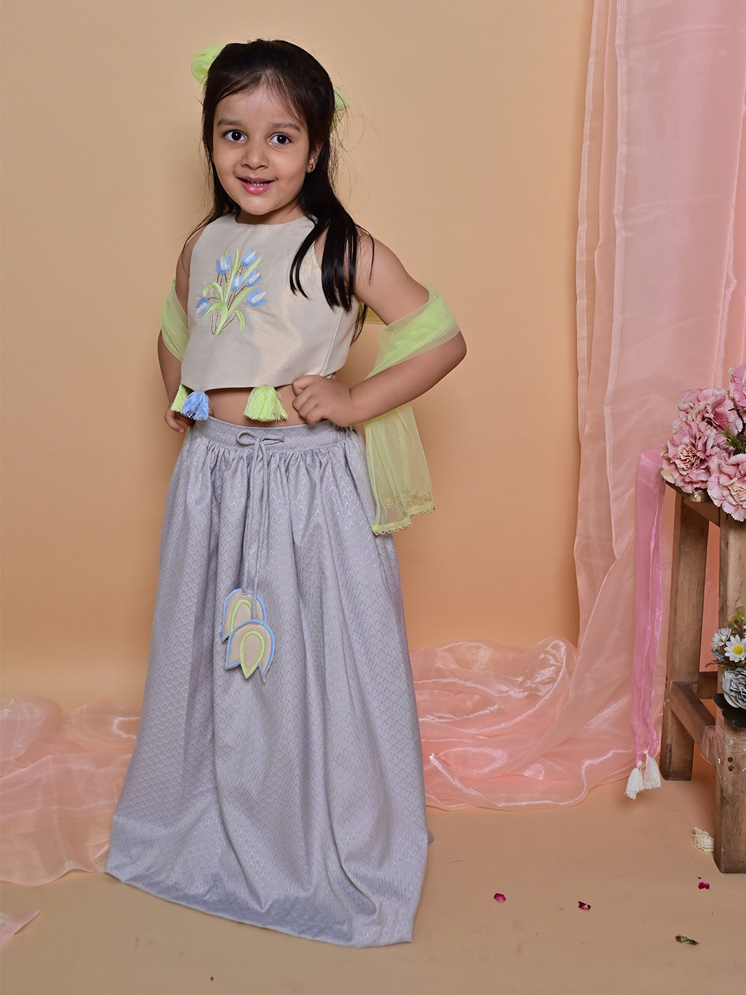 Grey Tulip Lehenga
