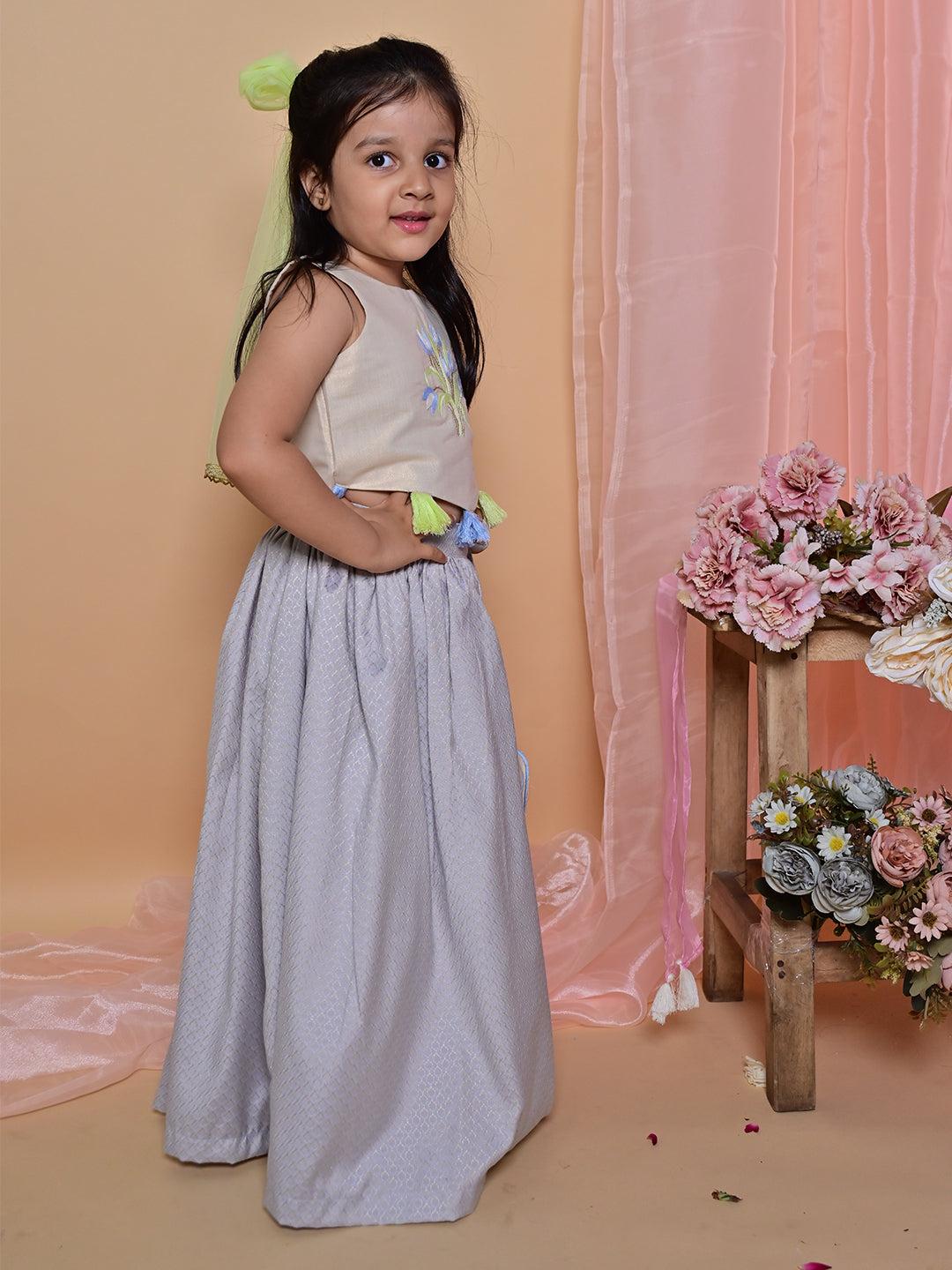 Grey Tulip Lehenga